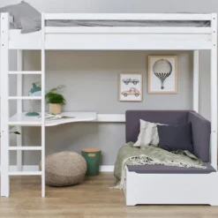 Hoppekids ECO Dream Hochbett Mega 90x200cm mit Lounge-Modul und Schreibtisch weiß