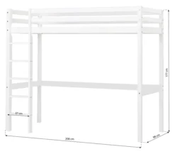 Hoppekids ECO Dream Hochbett 90x200cm mit gerader Leiter weiß