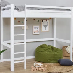 Hoppekids ECO Dream Hochbett 90x200cm mit gerader Leiter weiß
