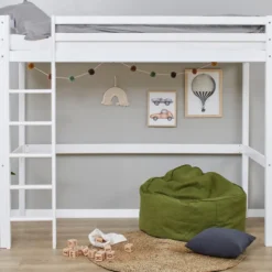 Hoppekids ECO Dream Hochbett 90x200cm mit gerader Leiter weiß