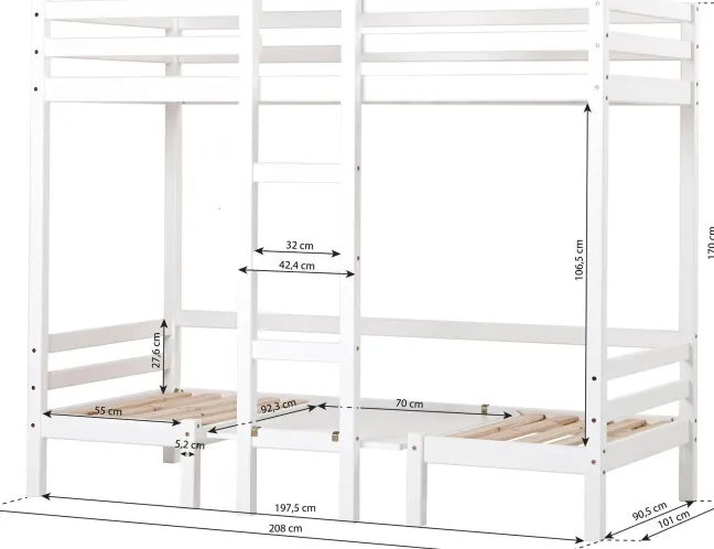 Hoppekids ECO Dream Jumbo Etagenbett 90x200cm weiß