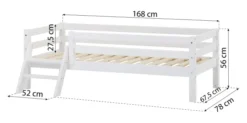 Hoppekids ECO Dream Juniorbett 70x160cm mit 3/4 Absturzs. und kleiner Leiter weiß