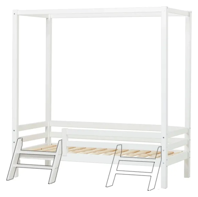 Hoppekids ECO Dream Junior Himmelbett 70x160cm mit 3/4 Absturzs. und kleiner Leiter weiß