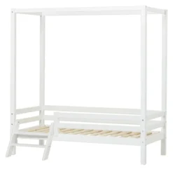 Hoppekids ECO Dream Junior Himmelbett 70x160cm mit 3/4 Absturzs. und kleiner Leiter weiß