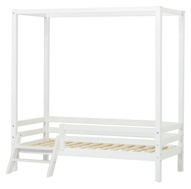Hoppekids ECO Dream Junior Himmelbett 70x160cm mit 3/4 Absturzs. und kleiner Leiter weiß