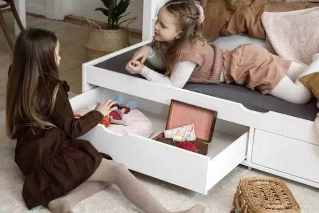 Hoppekids ECO Dream Tagesbett mit Gästebett und 2 Bettkästen weiß