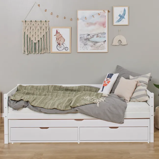 Hoppekids ECO Dream Tagesbett mit Gästebett und 2 Bettkästen weiß