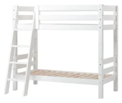 Hoppekids ECO Luxury Etagenbett Junior 70x160cm mit Rollrost und Schrägleiter weiß