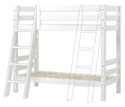 Hoppekids ECO Luxury Etagenbett Junior 70x160cm mit Rollrost und Schrägleiter weiß
