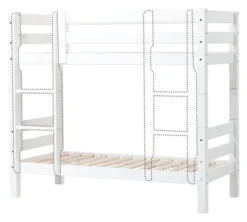 Hoppekids ECO Luxury Etagenbett Junior 70x160cm mit Rollrost und gerader Leiter weiß