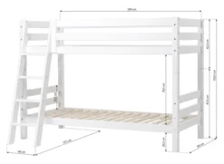 Hoppekids ECO Luxury Etagenbett 90x200cm mit Rollrost und Schrägleiter weiß