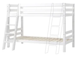 Hoppekids ECO Luxury Etagenbett 90x200cm mit Rollrost und Schrägleiter weiß