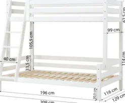 Hoppekids ECO Luxury Familien-Etagenbett 90/120x200cm mit Rollrost weiß