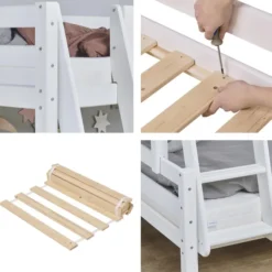 Hoppekids ECO Luxury Familien-Etagenbett 90/120x200cm mit Rollrost weiß