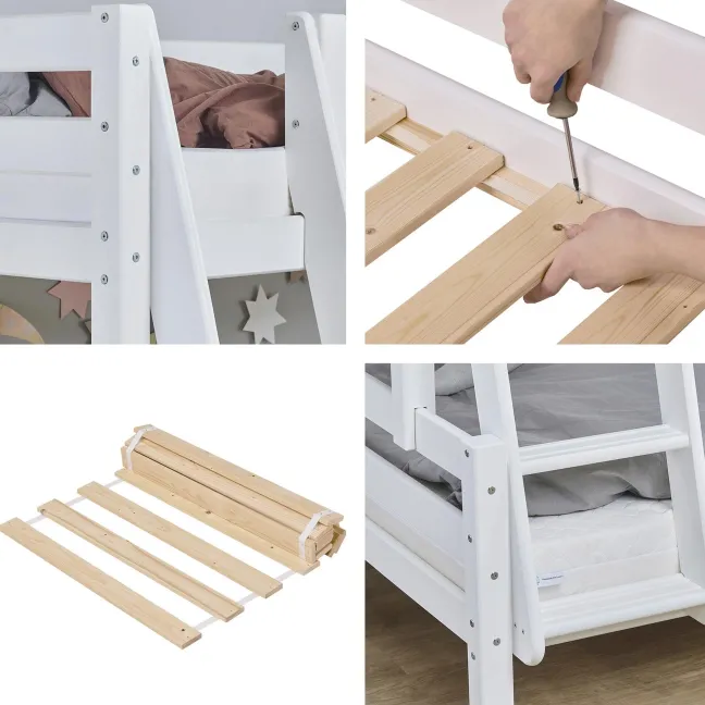 Hoppekids ECO Luxury Familien-Etagenbett 90/120x200cm mit Rollrost weiß