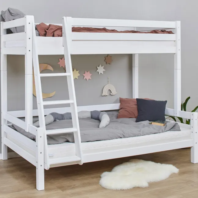 Hoppekids ECO Luxury Familien-Etagenbett 90/120x200cm mit Rollrost weiß