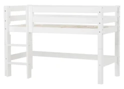Hoppekids ECO Luxury Halbhochbett Junior 70x160cm mit Rollrost und gerader Leiter weiß