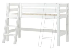 Hoppekids ECO Luxury Halbhochbett Junior 70x160cm mit Rollrost und Schrägleiter weiß
