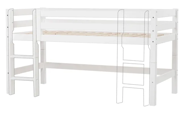 Hoppekids ECO Luxury Halbhochbett 120x200cm mit Rollrost und gerader Leiter weiß