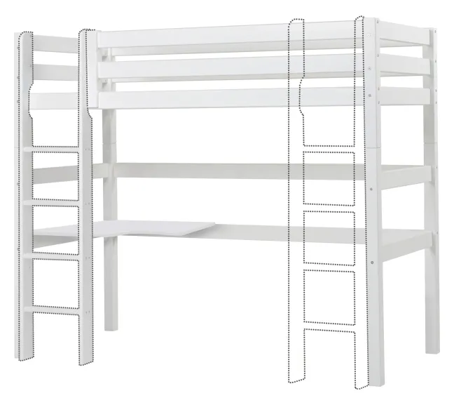 Hoppekids ECO Luxury Hochbett Mega 90x200cm mit Rollrost und gerader Leiter weiß