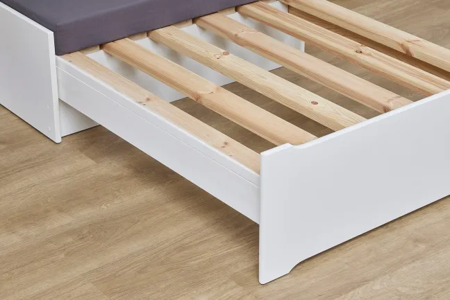 Hoppekids ECO Luxury Hochbett Mega 90x200cm mit Rollrost und gerader Leiter weiß