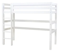Hoppekids ECO Luxury Hochbett 90x200cm mit Rollrost und gerader Leiter weiß