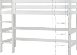 Hoppekids ECO Luxury Mittelhochbett 120x200cm mit Rollrost und gerader Leiter weiß