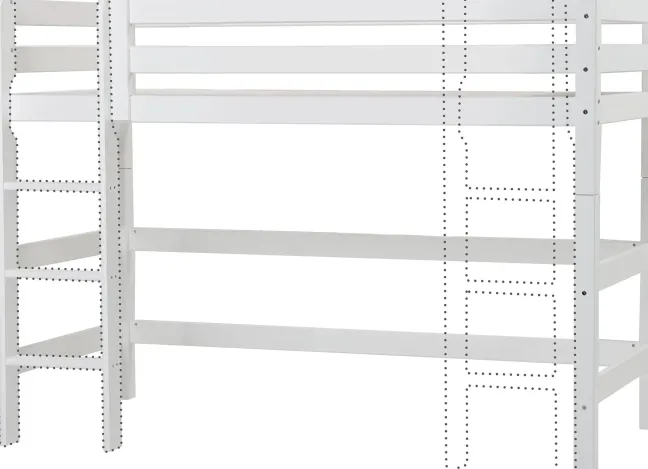 Hoppekids ECO Luxury Mittelhochbett 120x200cm mit Rollrost und gerader Leiter weiß