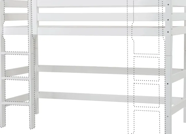 Hoppekids ECO Luxury Mittelhochbett 90x200cm mit Rollrost und gerader Leiter weiß