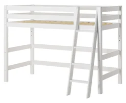 Hoppekids ECO Luxury Mittelhochbett 90x200cm mit Rollrost und Schrägleiter weiß