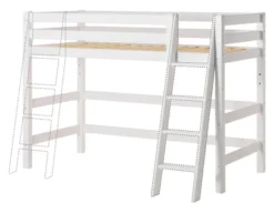 Hoppekids ECO Luxury Mittelhochbett 90x200cm mit Rollrost und Schrägleiter weiß