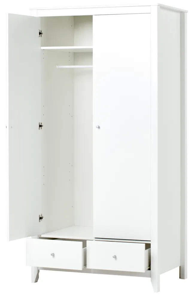 Hoppekids Kleiderschrank 2 Türen und 2 Schubladen weiß