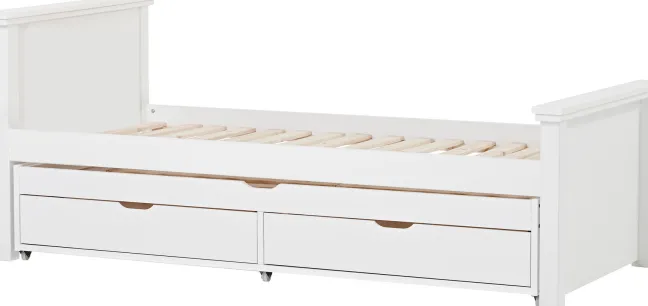 Hoppekids Maja Deluxe Bett 90x200 cm mit Rollrost und Auszieh-/Gästebett weiß