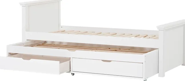 Hoppekids Maja Deluxe Bett 90x200 cm mit Rollrost und Auszieh-/Gästebett weiß