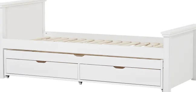 Hoppekids Maja Deluxe Bett 90x200 cm mit Rollrost und Auszieh-/Gästebett weiß