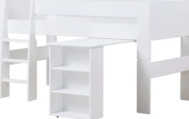 Hoppekids PURE Halbhochbett 90x200 cm mit Schreibtisch weiß