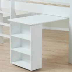 Hoppekids PURE Halbhochbett 90x200 cm mit Schreibtisch weiß