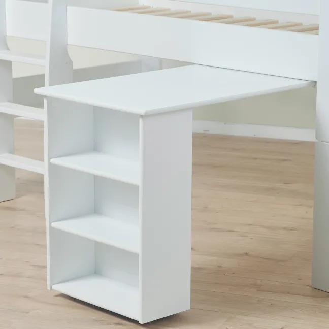 Hoppekids PURE Halbhochbett 90x200 cm mit Schreibtisch weiß