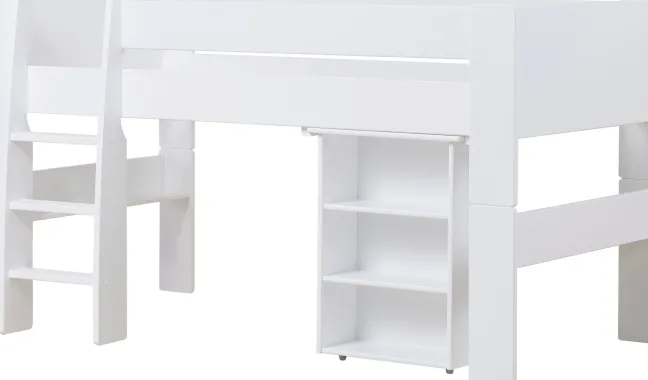 Hoppekids PURE Halbhochbett 90x200 cm mit Schreibtisch weiß