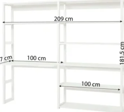 Hoppekids Storey Regalkombination 100cm mit 8 Einlegeböden und Tischplatte weiß
