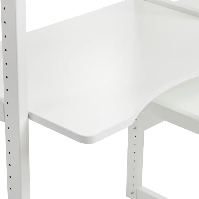 Hoppekids Storey Regalkombination 80cm mit Juniorbett 70x160cm, 4 Einlegeböden und Tischplatte weiß