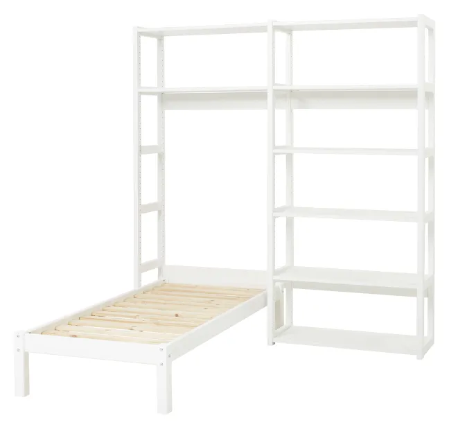 Hoppekids Storey Regalkombination 80cm mit Juniorbett 70x160cm und 8 Einlegeböden weiß