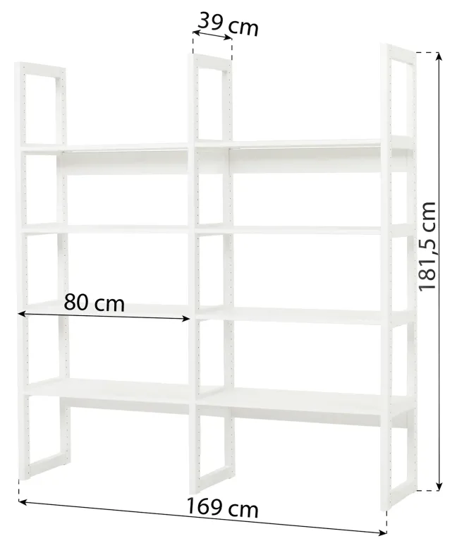 Hoppekids Storey Regalkombination 80cm mit 8 Regalböden weiß