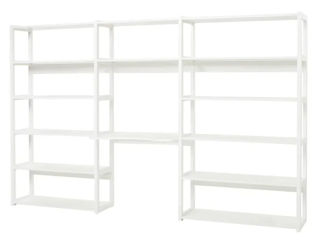 Hoppekids Storey Regalkombination 1x80cm 2x100cm mit 14 Regalböden und Tischplatte weiß