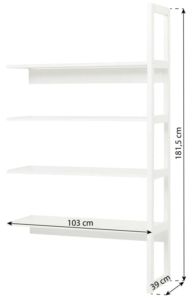 Hoppekids Storey seitliche Ergänzung 100cm mit 4 Einlegeböden weiß
