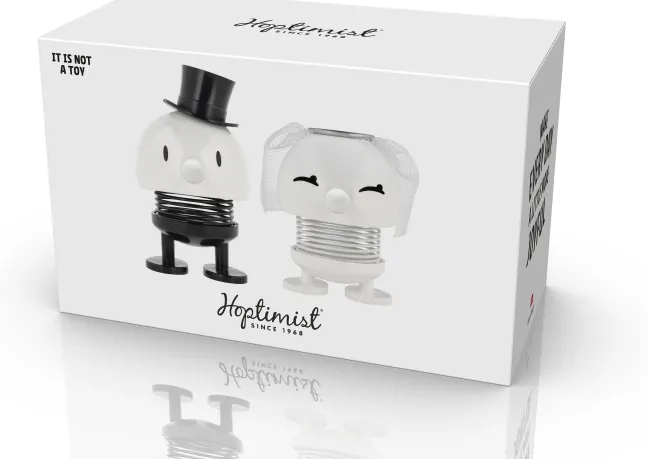 Hoptimist® Wackelfiguren Hochzeit Braut & Bräutigam weiß