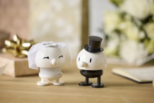 Hoptimist® Wackelfiguren Hochzeit Braut & Bräutigam weiß