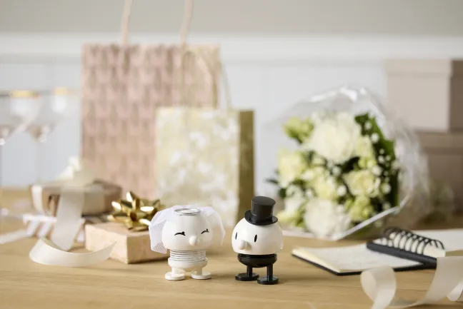 Hoptimist® Wackelfiguren Hochzeit Braut & Bräutigam weiß