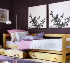 Infanskids Einzelbett mit Abschutzsicherung gelaugt 90x200cm