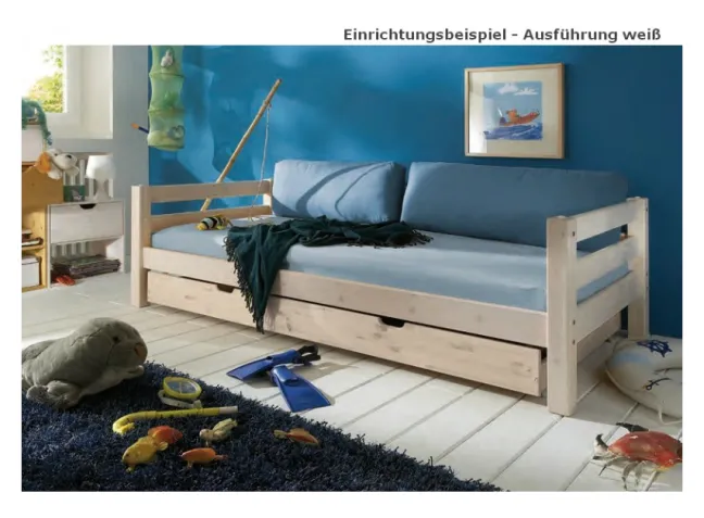 Infanskids Einzelbett mit Gästebett weiß 90 x 200cm